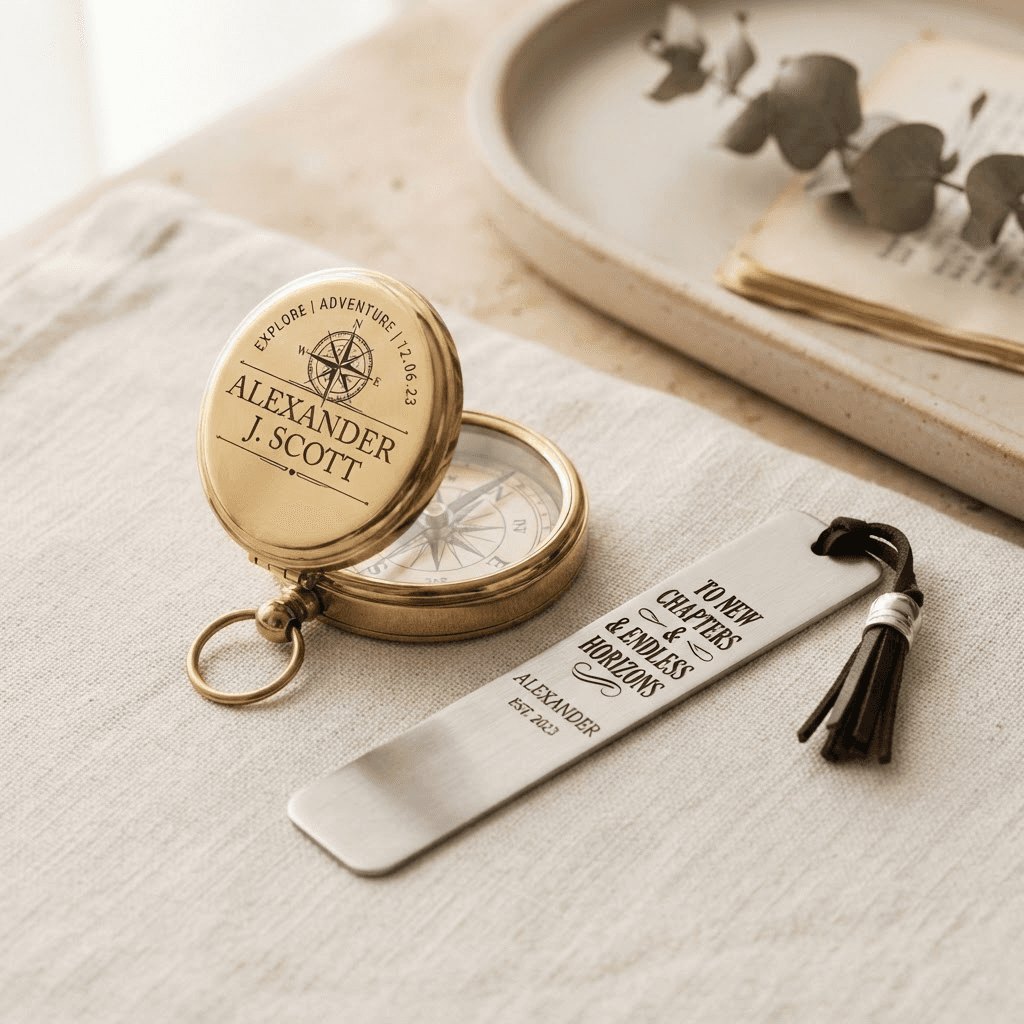 Engraved brass and metal hardware keepsakes