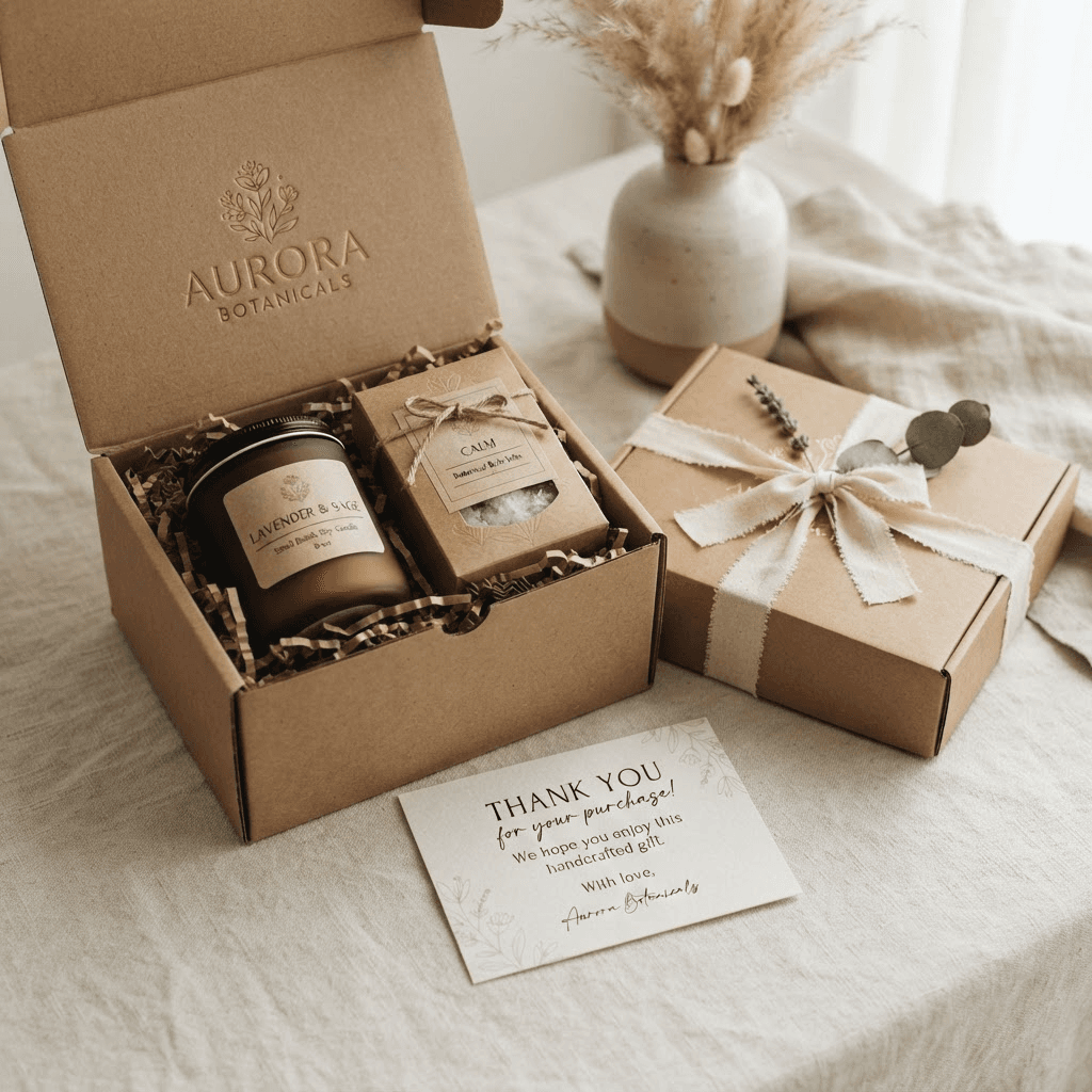 Branded gift packaging and print samples