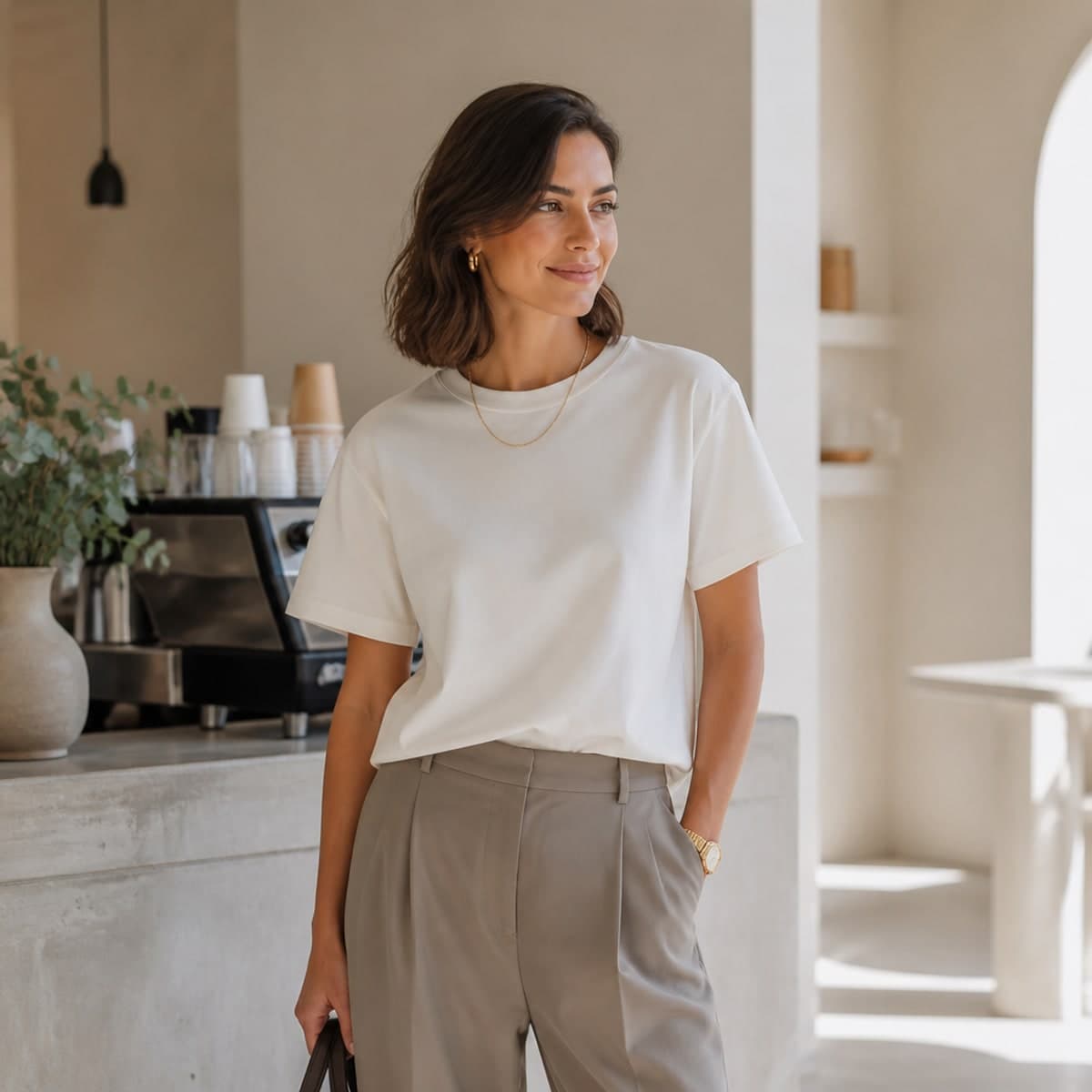 Lifestyle model wearing the heavyweight cotton tee