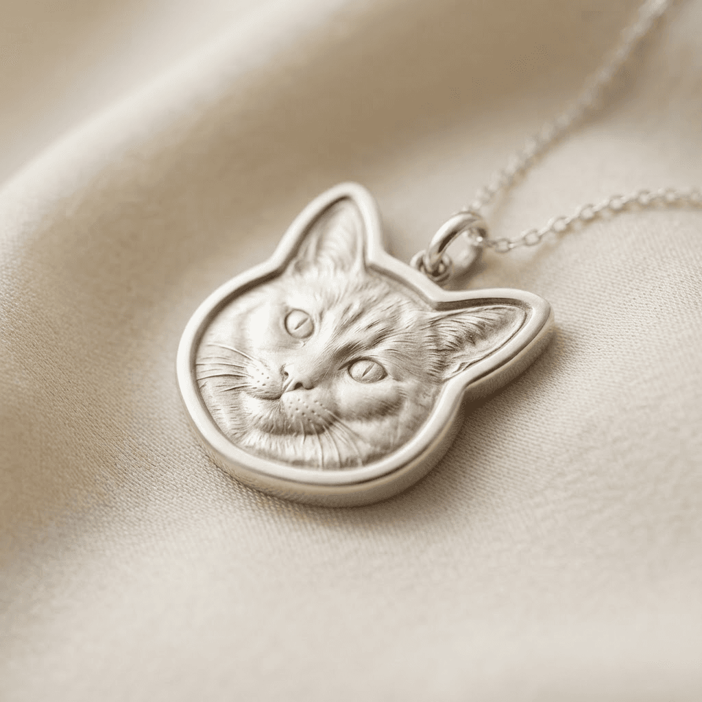 Cat Silhouette pet portrait pendant