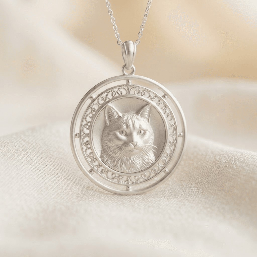 Halo Round pet portrait pendant