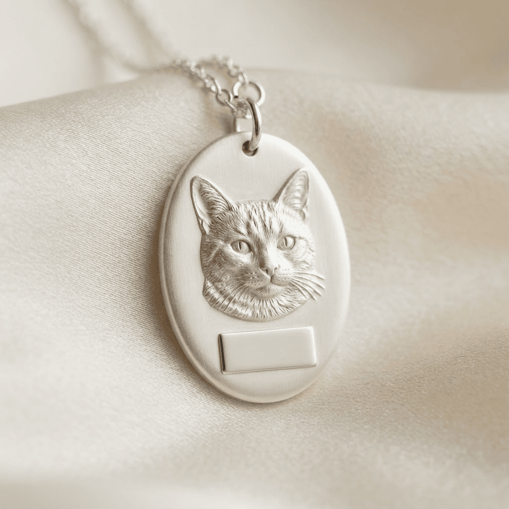 Portrait + Text pet portrait pendant
