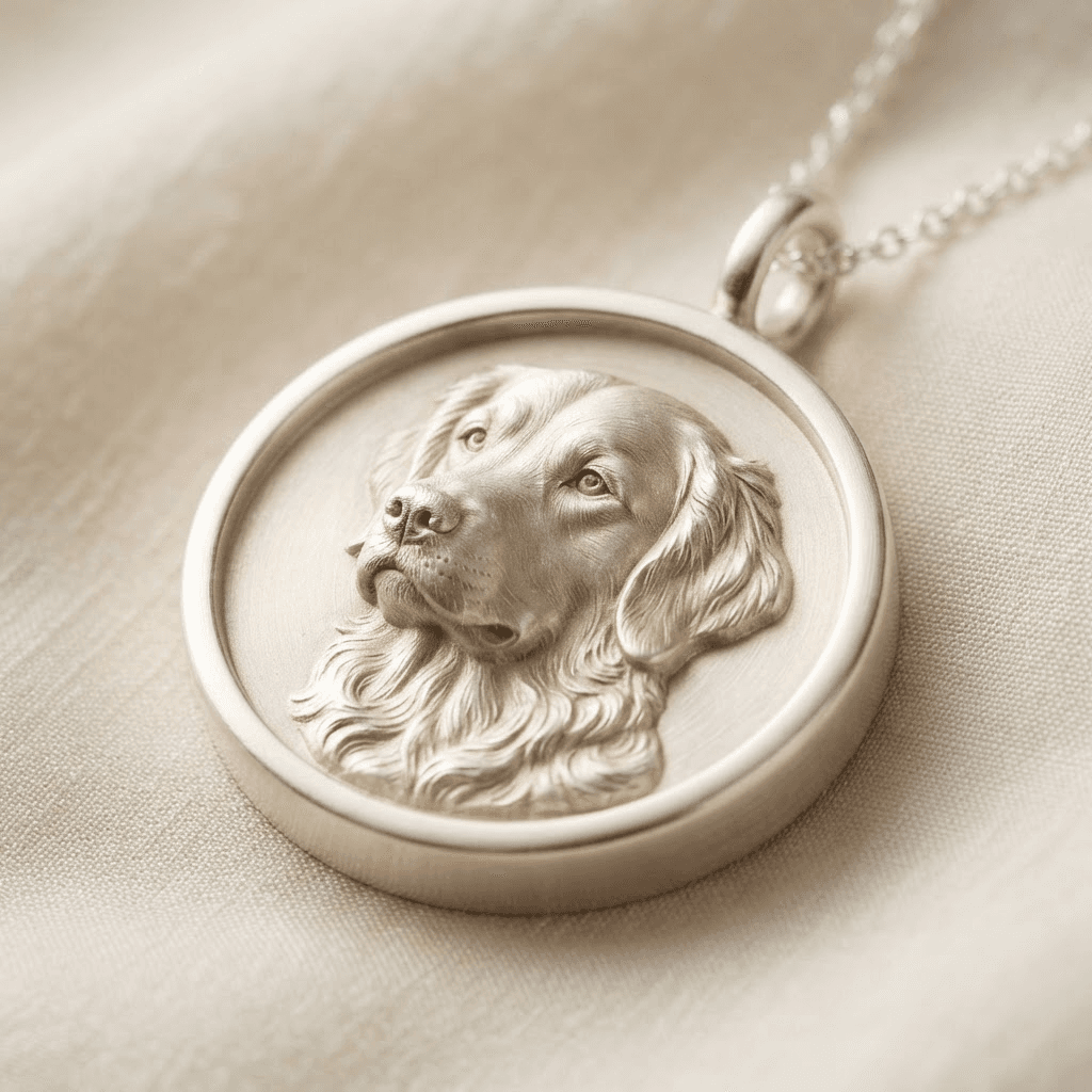 Relief Round pet portrait pendant