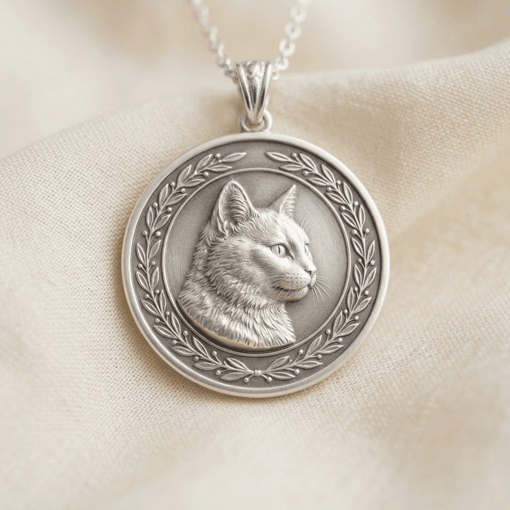 Round Wreath pet portrait pendant