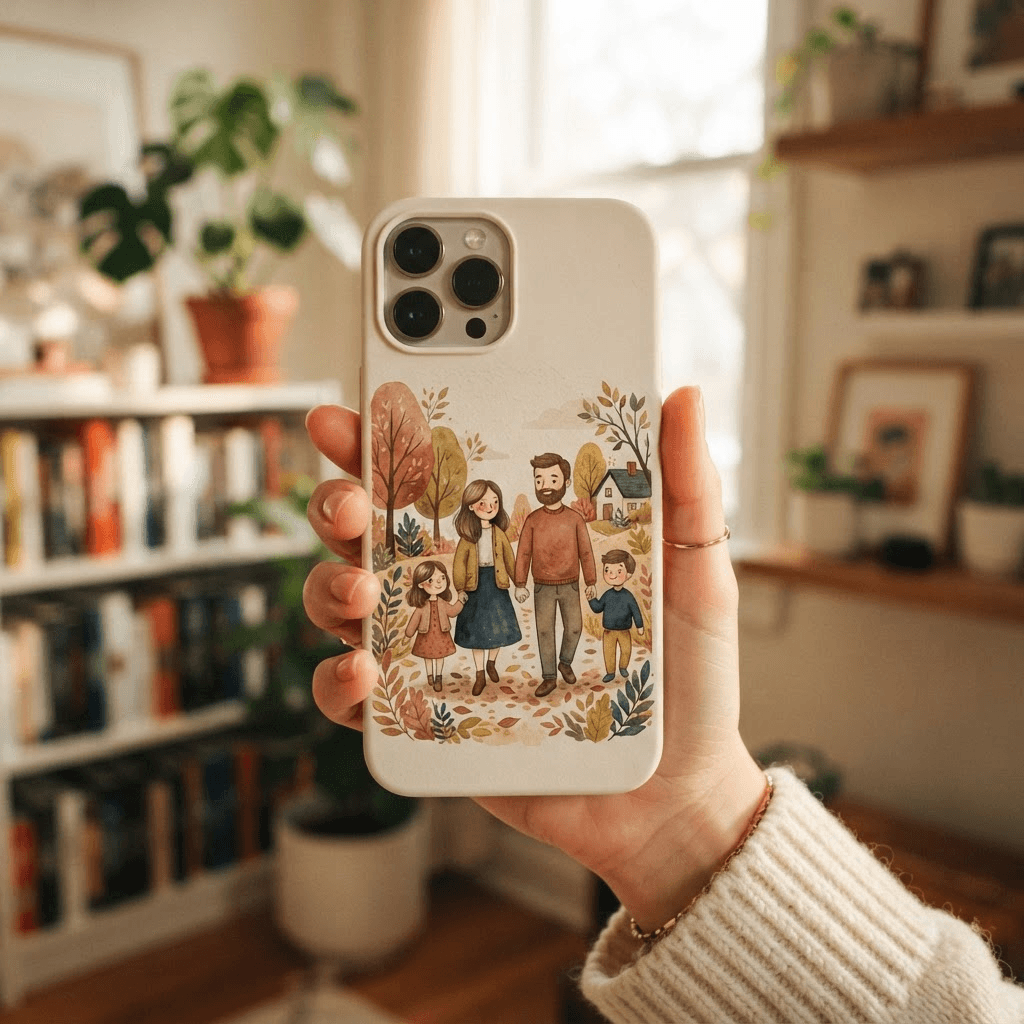 Cartoon family of four case