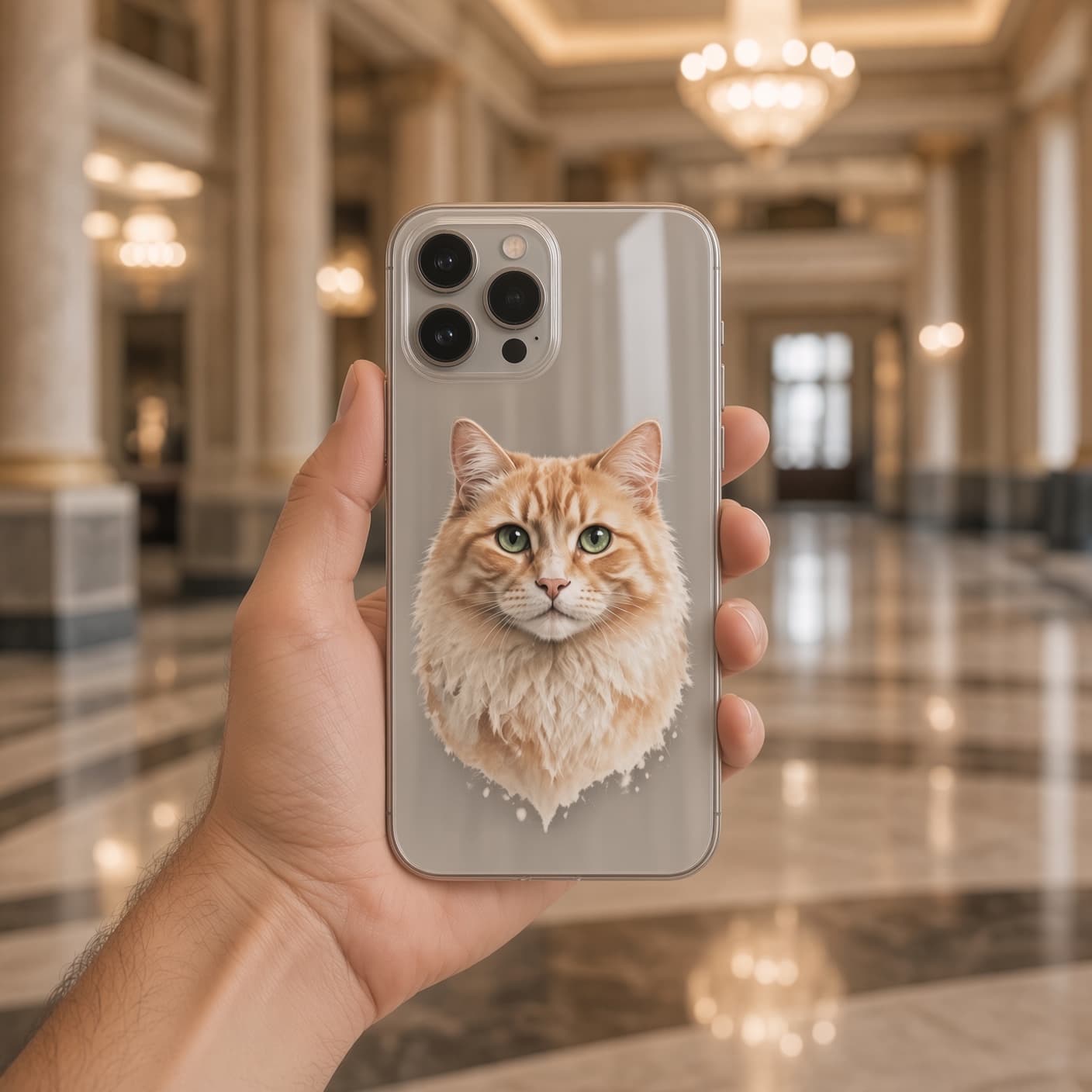 Hand-painted ginger cat case