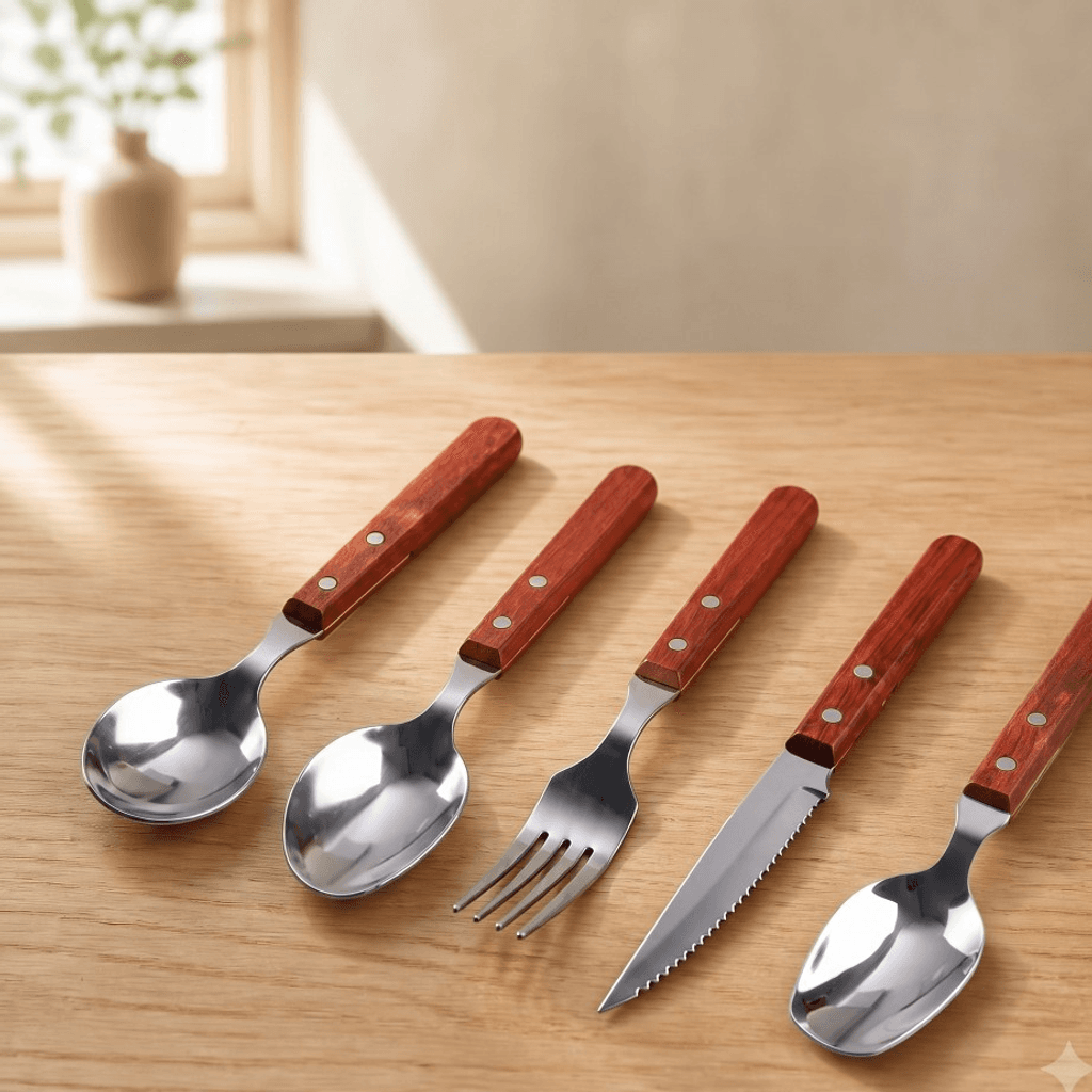 Japanese Wooden Handle Flatware Set