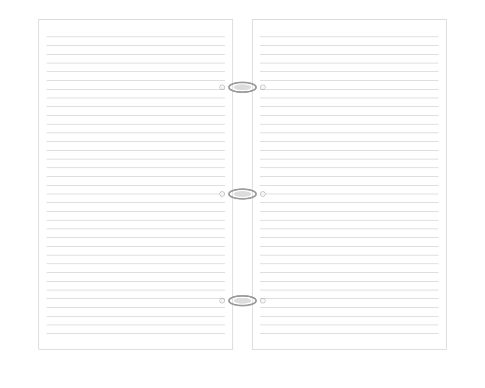 Open 6-ring binder insert with ruled white pages
