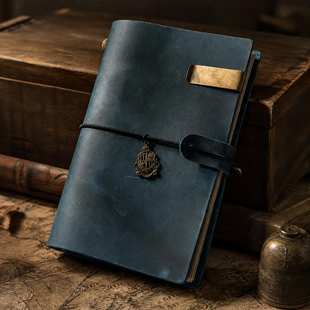 Navy journal leaning against a wooden chest on a map