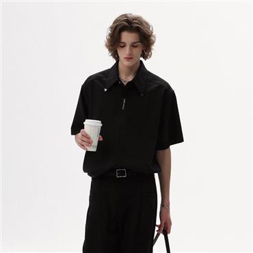 CHOR Premium Sharp-Lapel Short-Sleeve Shirt With Embroidered Logo