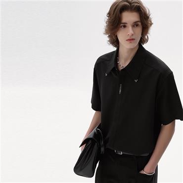 CHOR Premium Sharp-Lapel Short-Sleeve Shirt With Embroidered Logo 2